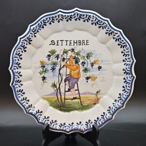 Italian Bassano Ceramic Art Pottery Wall Plate Vintage September Grape Picker